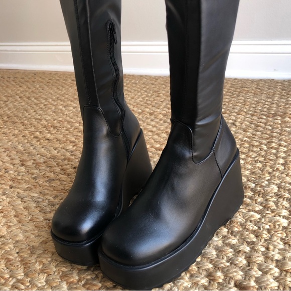 Steve Madden Shoes - Steve Madden Black Platform Wedge Knee Boots